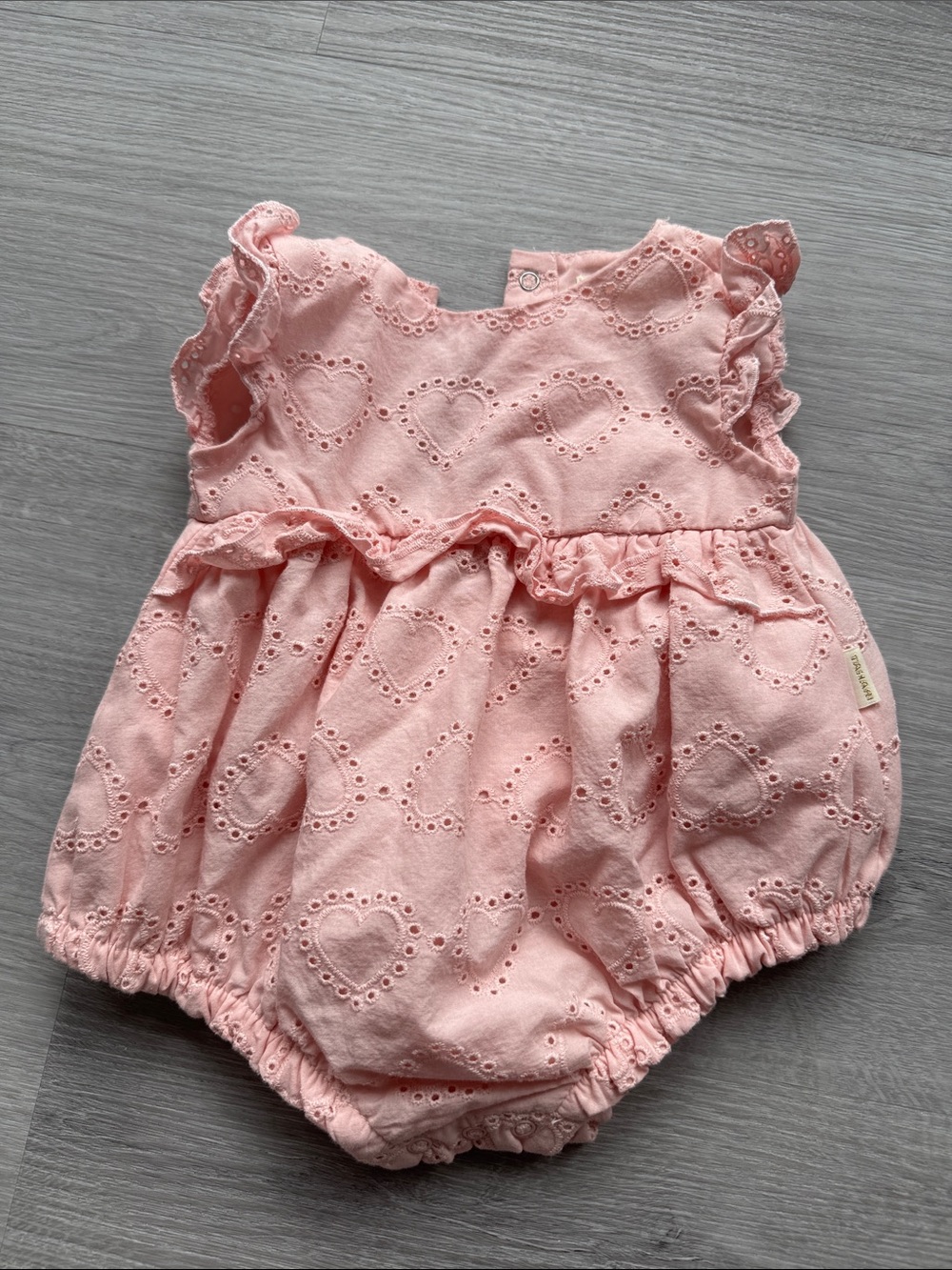Pink Eyelet Heart Baby Romper